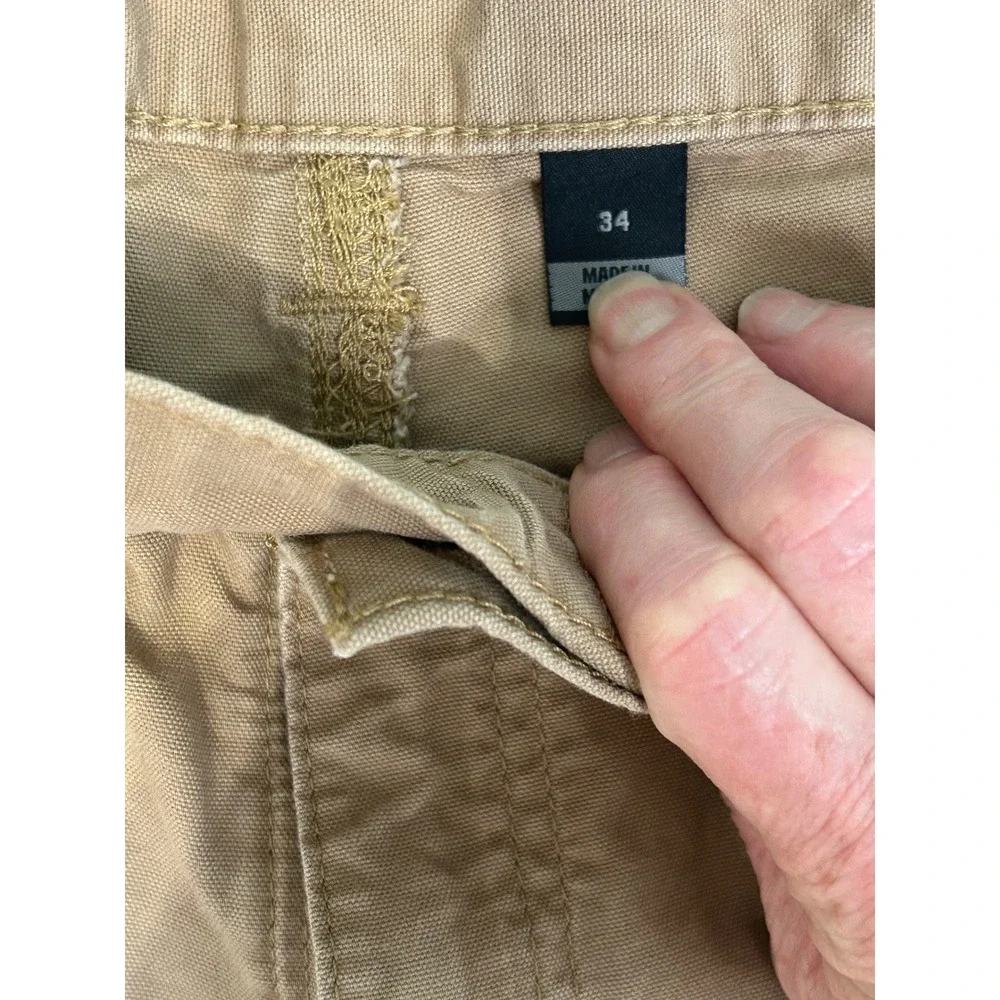 Carhartt Mens Canvas Carpenter Shorts Tan Distressed Paint Splatter Size 34